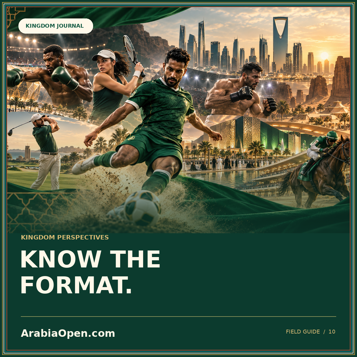 Know the format: Saudi-inspired editorial image card with ArabiaOpen.com branding